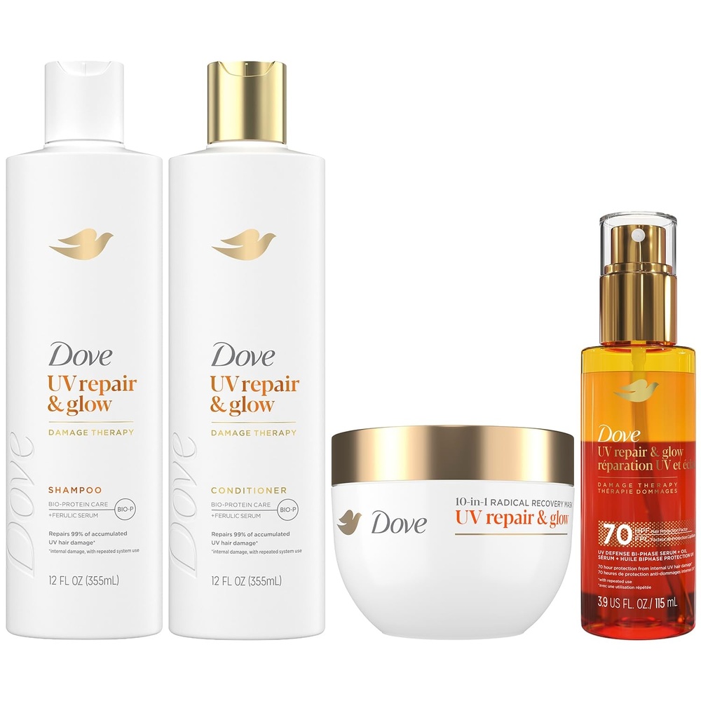 image:imageDove Shampoo Conditioner Recovery Mask Hair Serum  Oil UV Repair amp Glow Damage Therapy Hair Products with Ferulic Serum and BioProtein Care